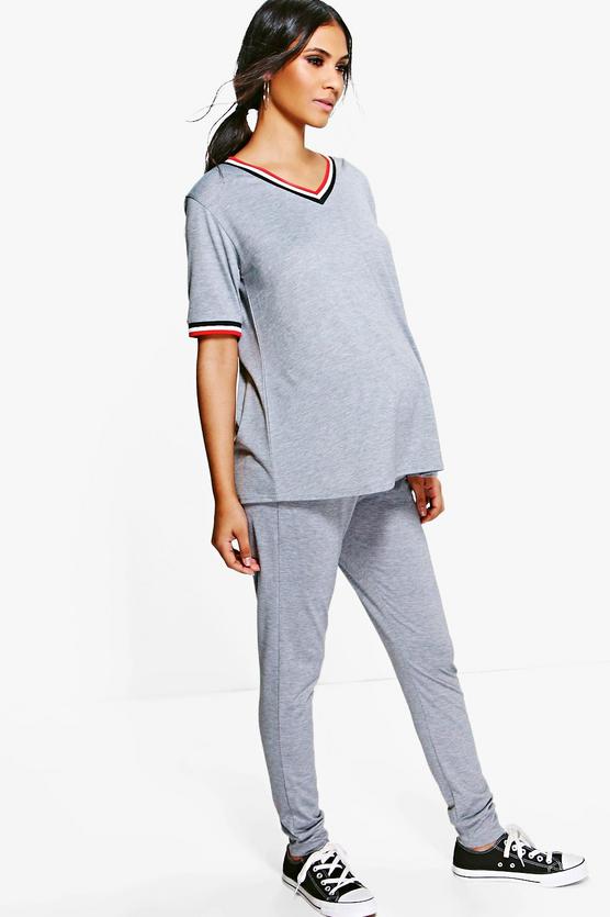 Maternity Sara Sports Rib T-Shirt & Jogger Set